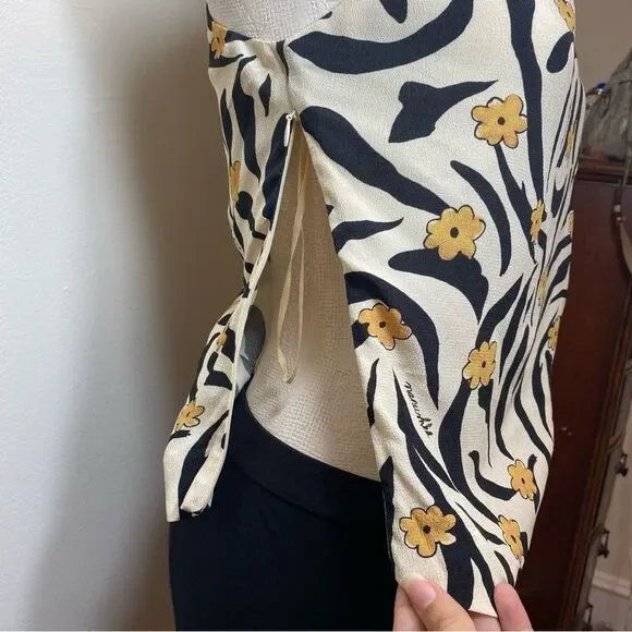 Nanushka Black and Cream Floral Blouse - Picture 12 of 16